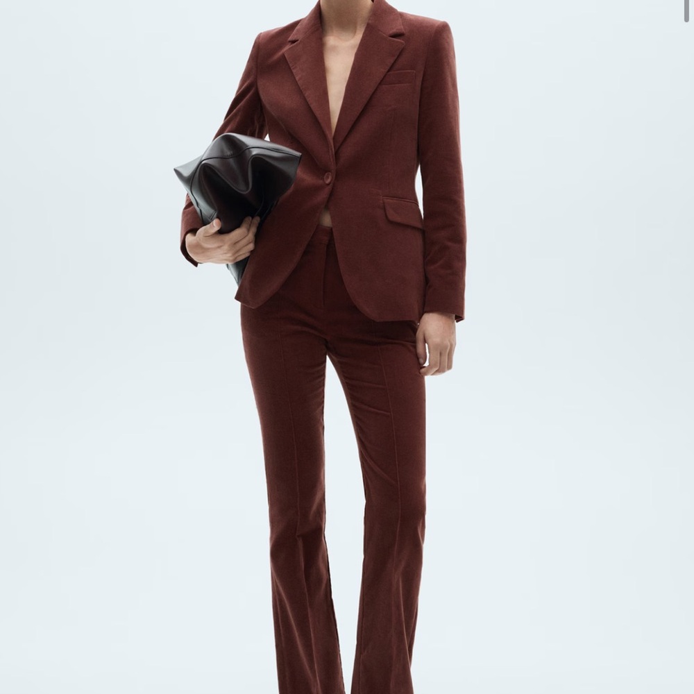 Mango Mng Jacket Velvet Suit Blazer SzXl Wine